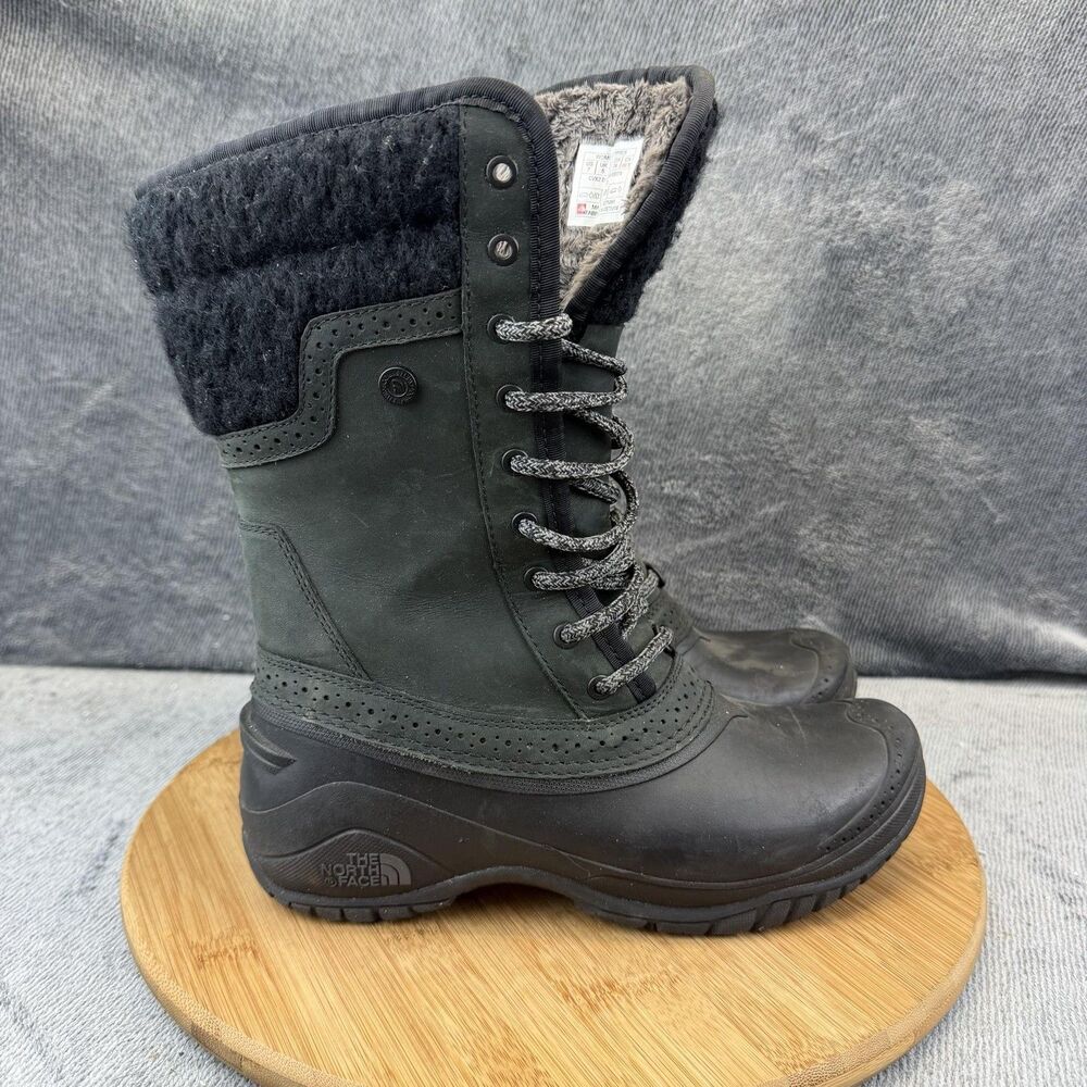 The North Face Boots Womens Size 7 Black Leather Insulated Lace Up Winter Snow